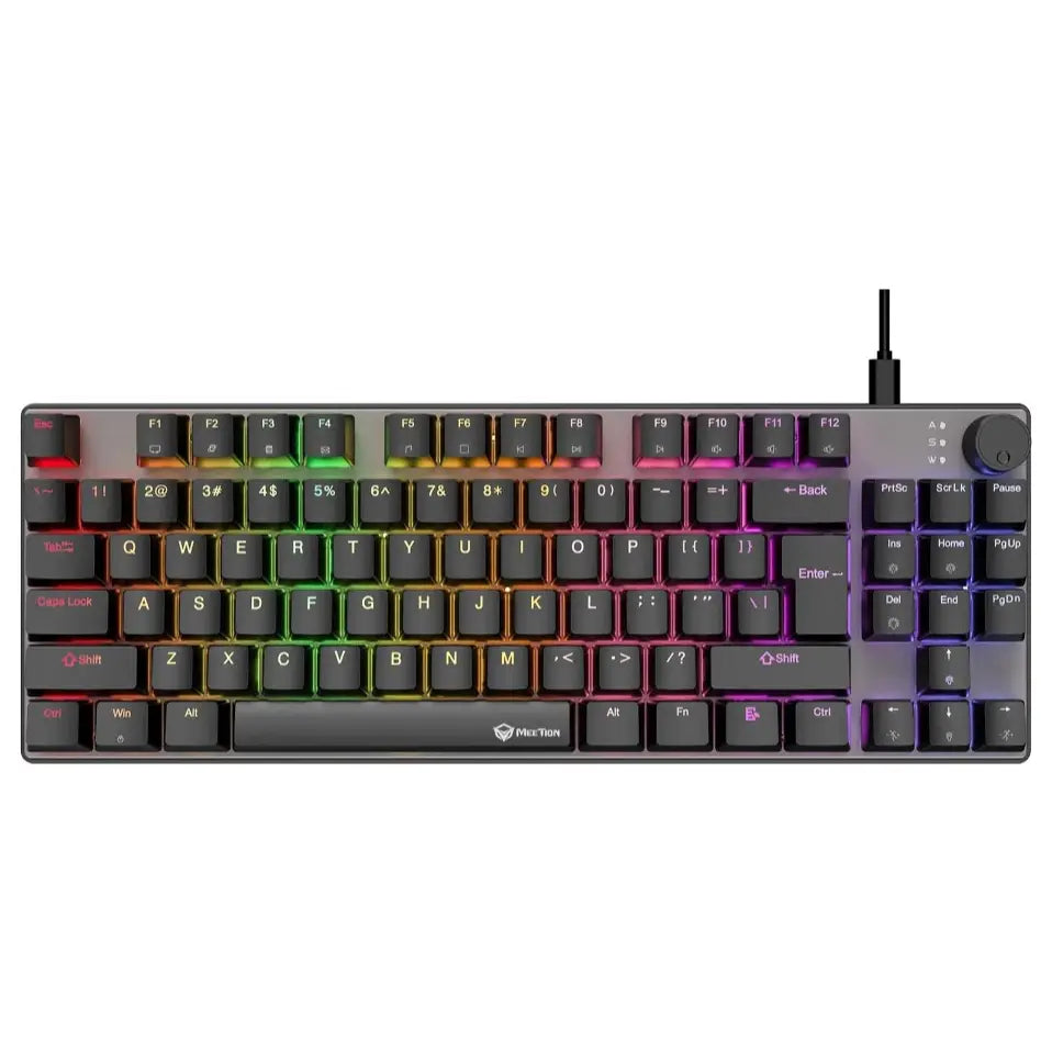 Meetion MK008 Pro Mechanical Gaming Keyboard, 87-Key TKL, RGB Backlight, Hot-Swappable Switches, Black
