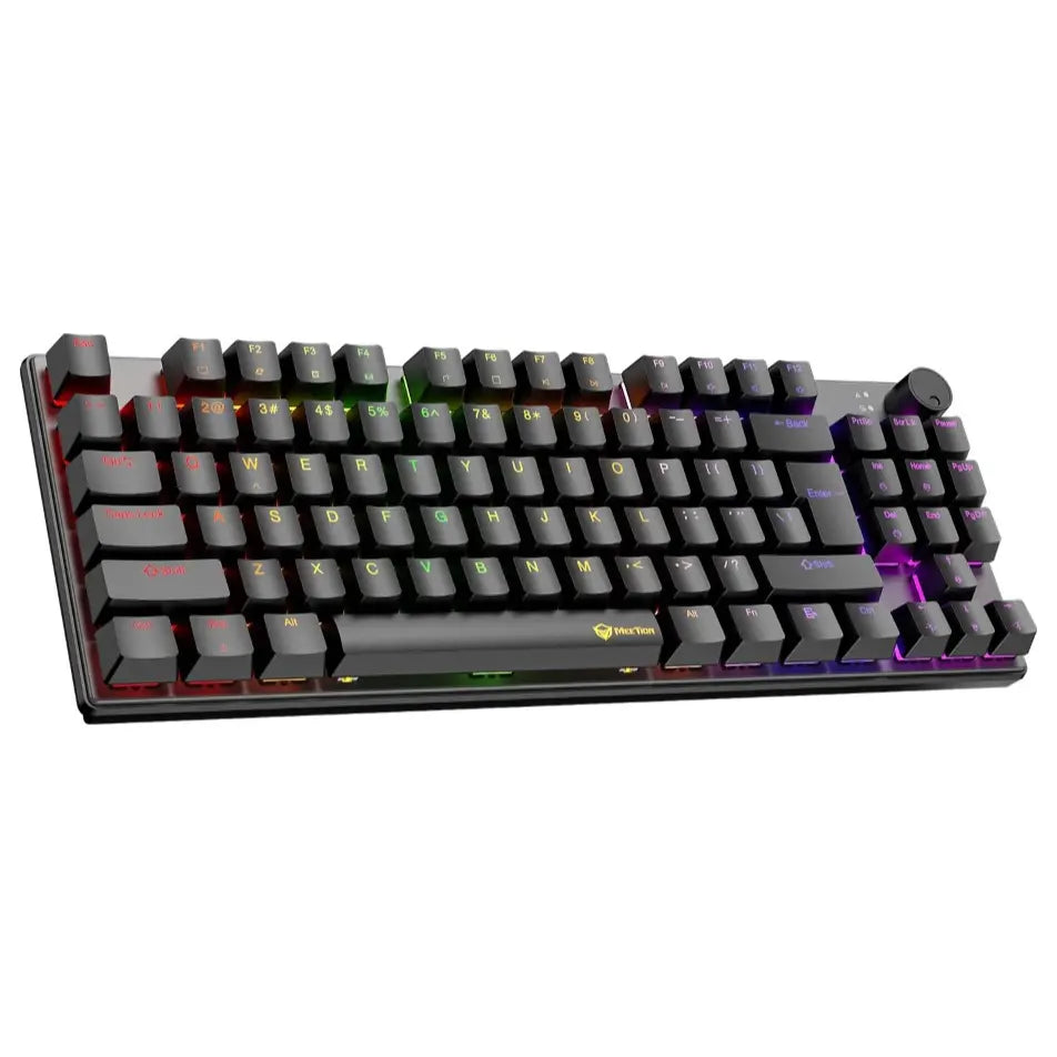 Meetion MK008 Pro Mechanical Gaming Keyboard, 87-Key TKL, RGB Backlight, Hot-Swappable Switches, Black