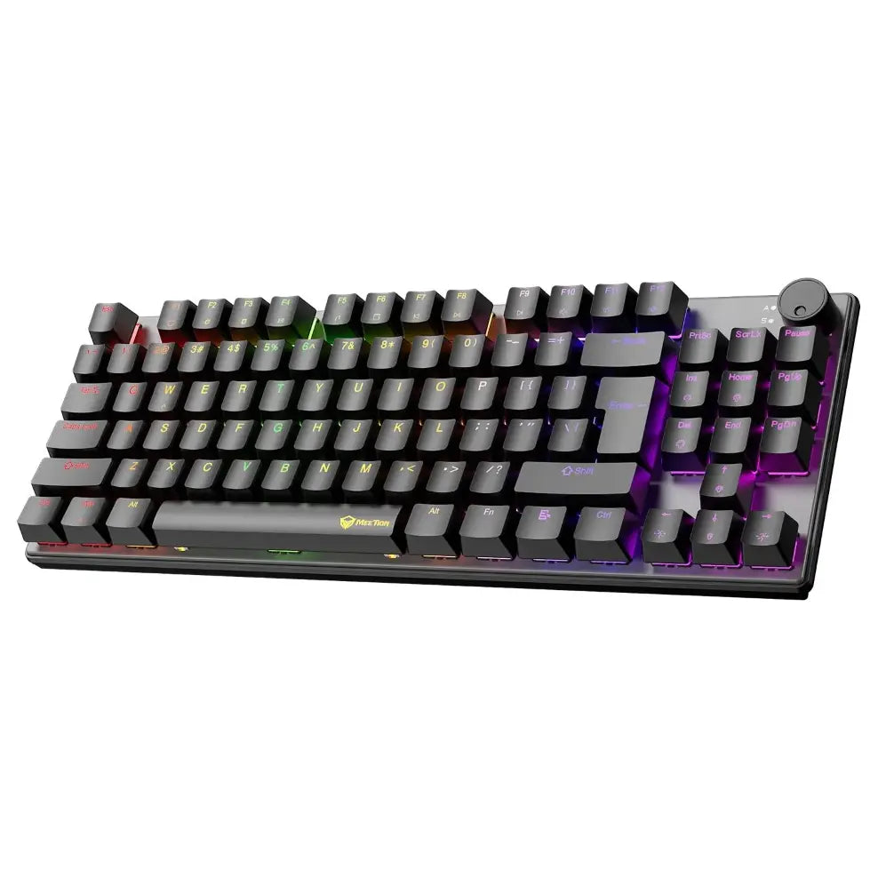 Meetion MK008 Pro Mechanical Gaming Keyboard, 87-Key TKL, RGB Backlight, Hot-Swappable Switches, Black