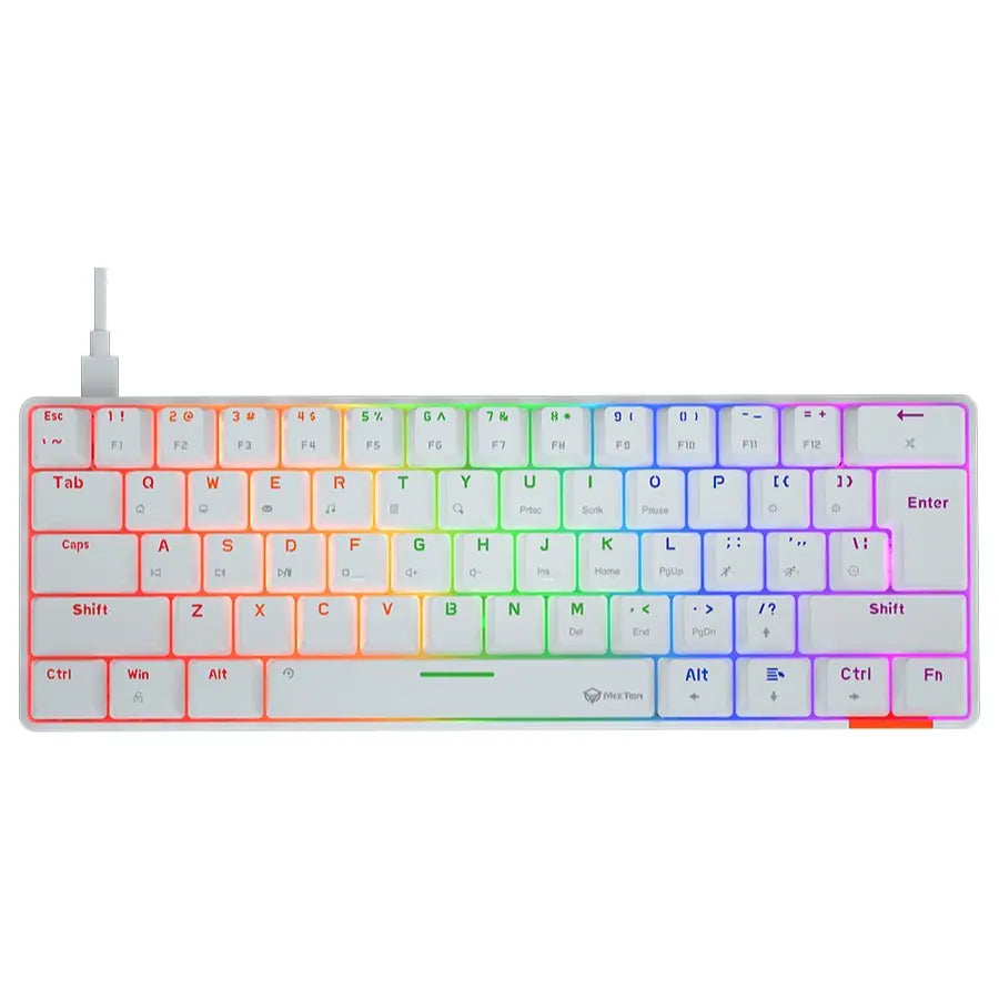 Meetion MK005 Wired 60% Mini Mechanical Keyboard, USB-C, RGB LED Backlight, OUTEMU Blue Switches, White