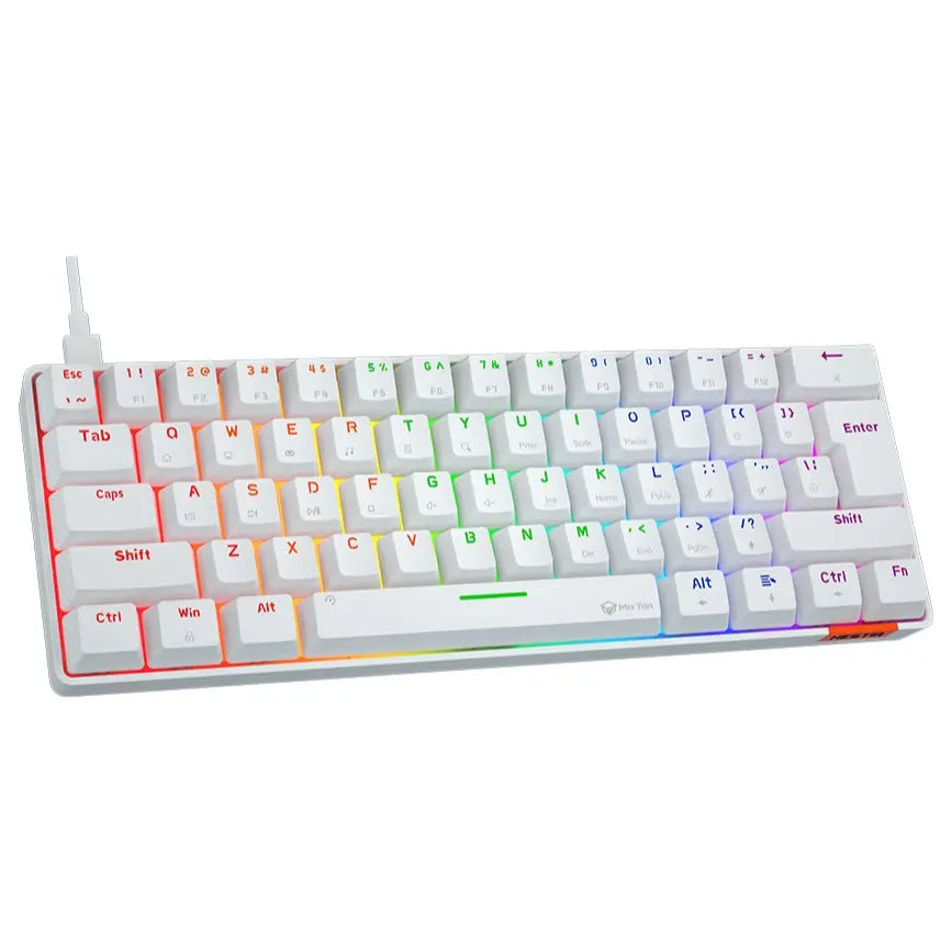 Meetion MK005 Wired 60% Mini Mechanical Keyboard, USB-C, RGB LED Backlight, OUTEMU Blue Switches, White