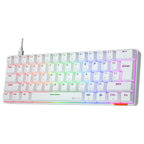 Meetion MK005 Wired 60% Mini Mechanical Keyboard, USB-C, RGB LED Backlight, OUTEMU Blue Switches, White