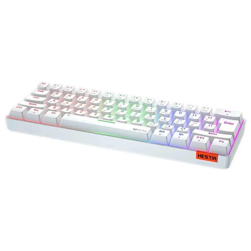 Meetion MK005 Wired 60% Mini Mechanical Keyboard, USB-C, RGB LED Backlight, OUTEMU Blue Switches, White