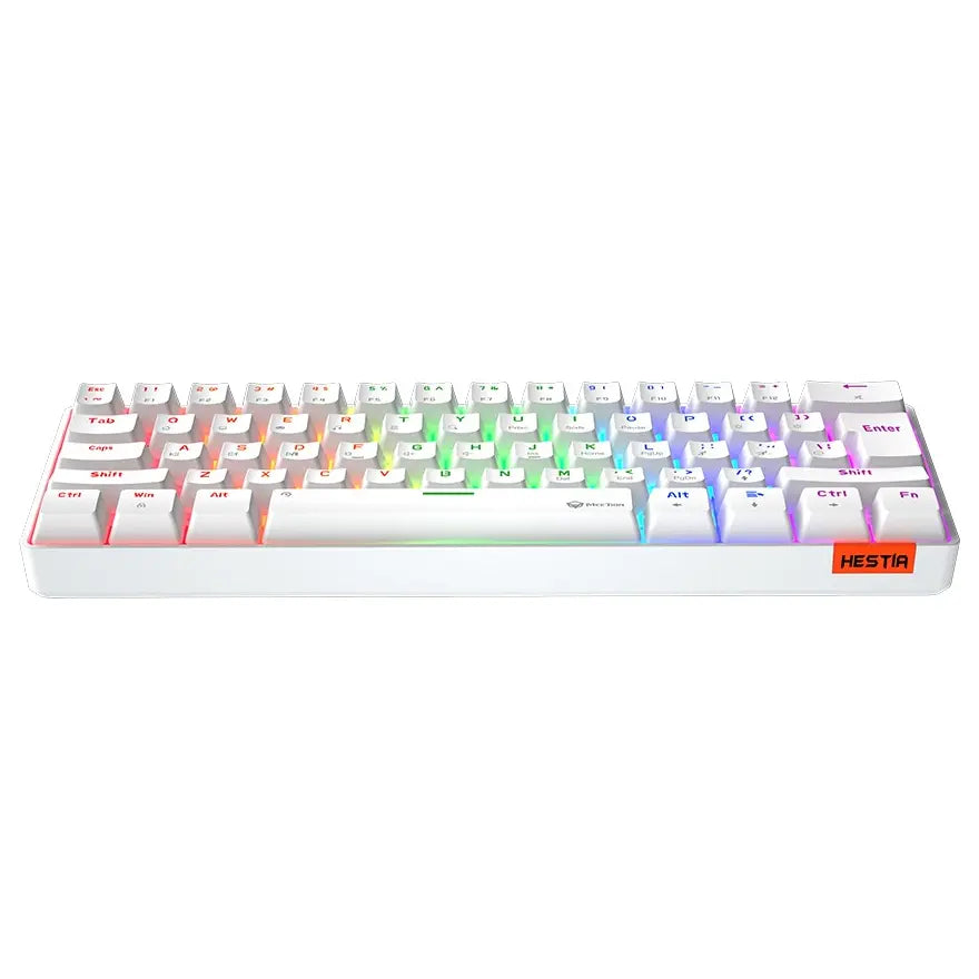 Meetion MK005 Wired 60% Mini Mechanical Keyboard, USB-C, RGB LED Backlight, OUTEMU Blue Switches, White
