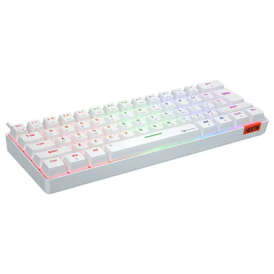 Meetion MK005 Wired 60% Mini Mechanical Keyboard, USB-C, RGB LED Backlight, OUTEMU Blue Switches, White