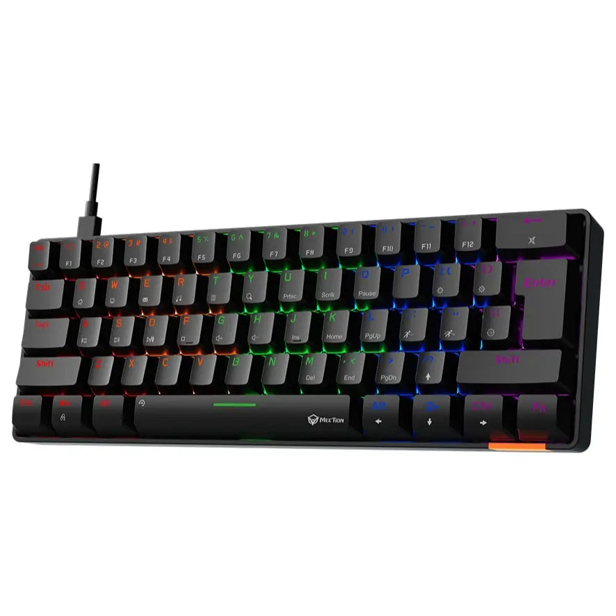 Meetion MK005 60% Mini Mechanical Keyboard, OUTEMU Blue Switches, RGB LED Backlight, USB-C Wired, Black