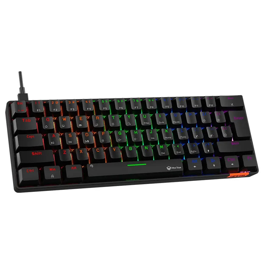 Meetion MK005 60% Mini Mechanical Keyboard, OUTEMU Blue Switches, RGB LED Backlight, USB-C Wired, Black
