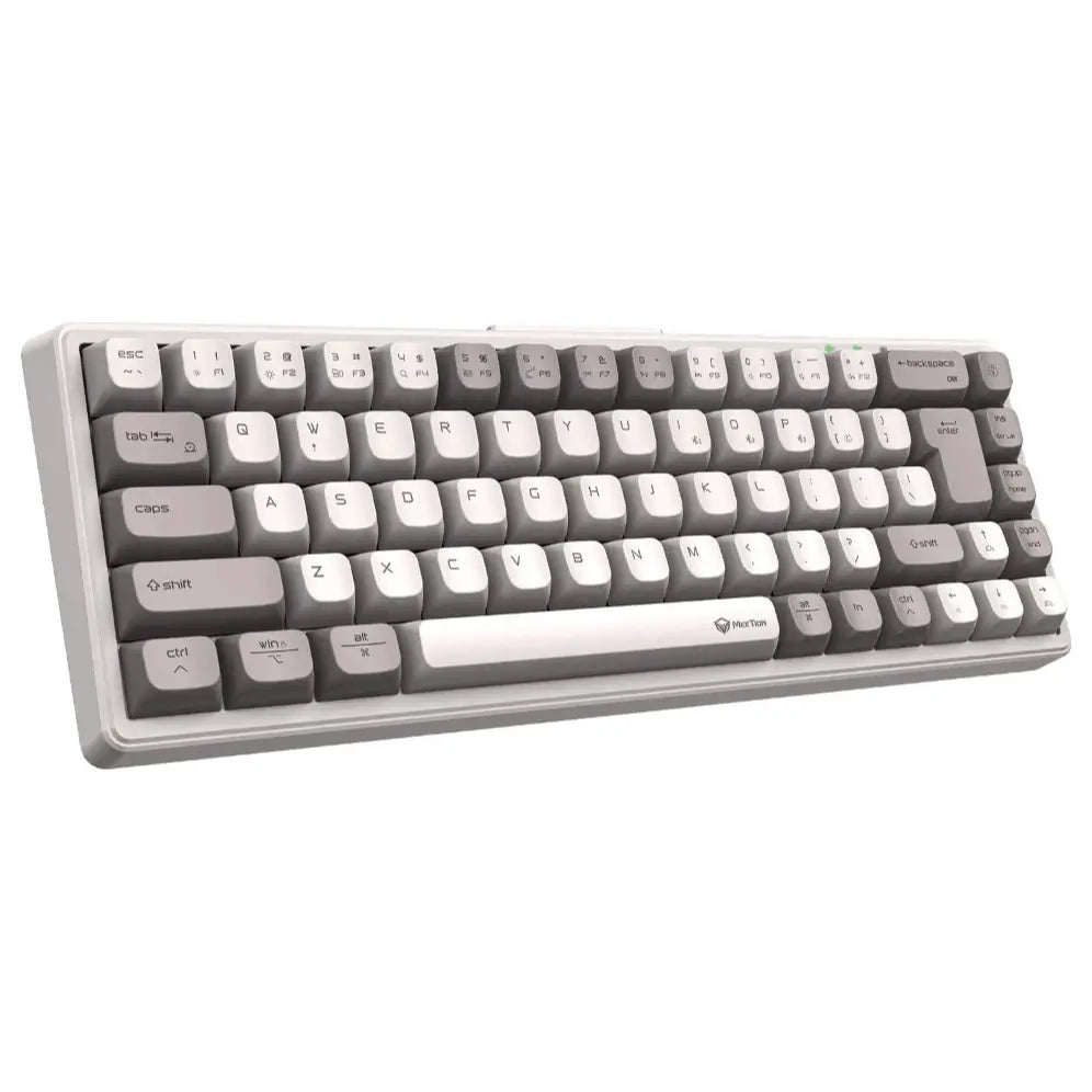 Meetion MK12 Mechanical Keyboard, Tri-Mode USB-C 2.4GHz Wireless Bluetooth 5.0, 68-Key, Hot-Swappable, RGB, White