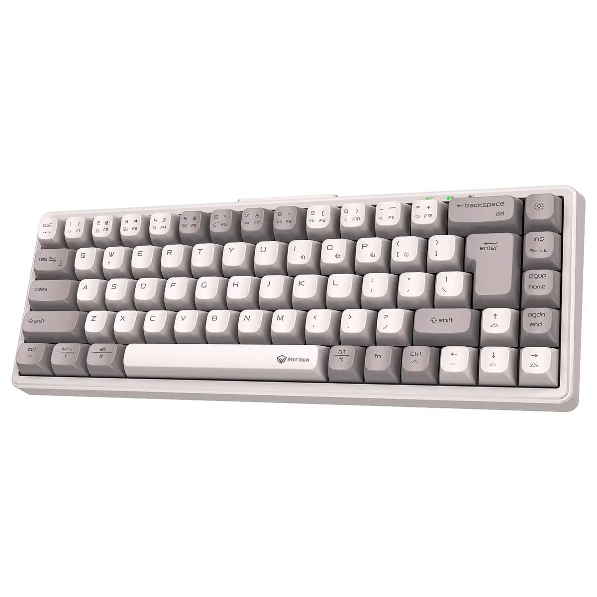 Meetion MK12 Mechanical Keyboard, Tri-Mode USB-C 2.4GHz Wireless Bluetooth 5.0, 68-Key, Hot-Swappable, RGB, White