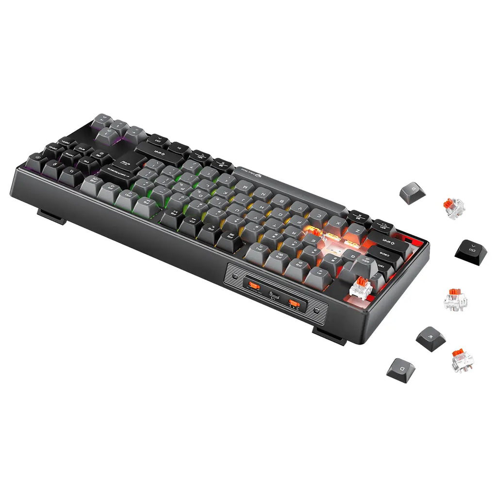 Meetion MK14 TKL Triple-Mode Wireless RGB Mechanical Keyboard, 87 Keys, Black