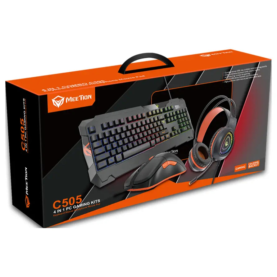 Meetion C505 Gaming Mouse Keyboard and Headset Combo with Mouse Pad, 4-in-1 PC Gaming Kit, 3200 DPI