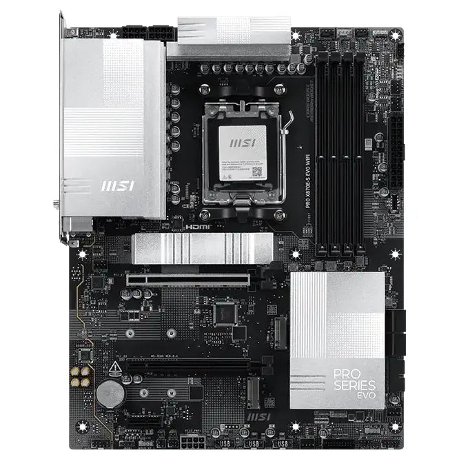 MSI Pro X870E-S EVO WIFI Motherboard AM5 ATX, DDR5 8200+MT/s, Wi-Fi 7, 5G LAN, USB4, Silver