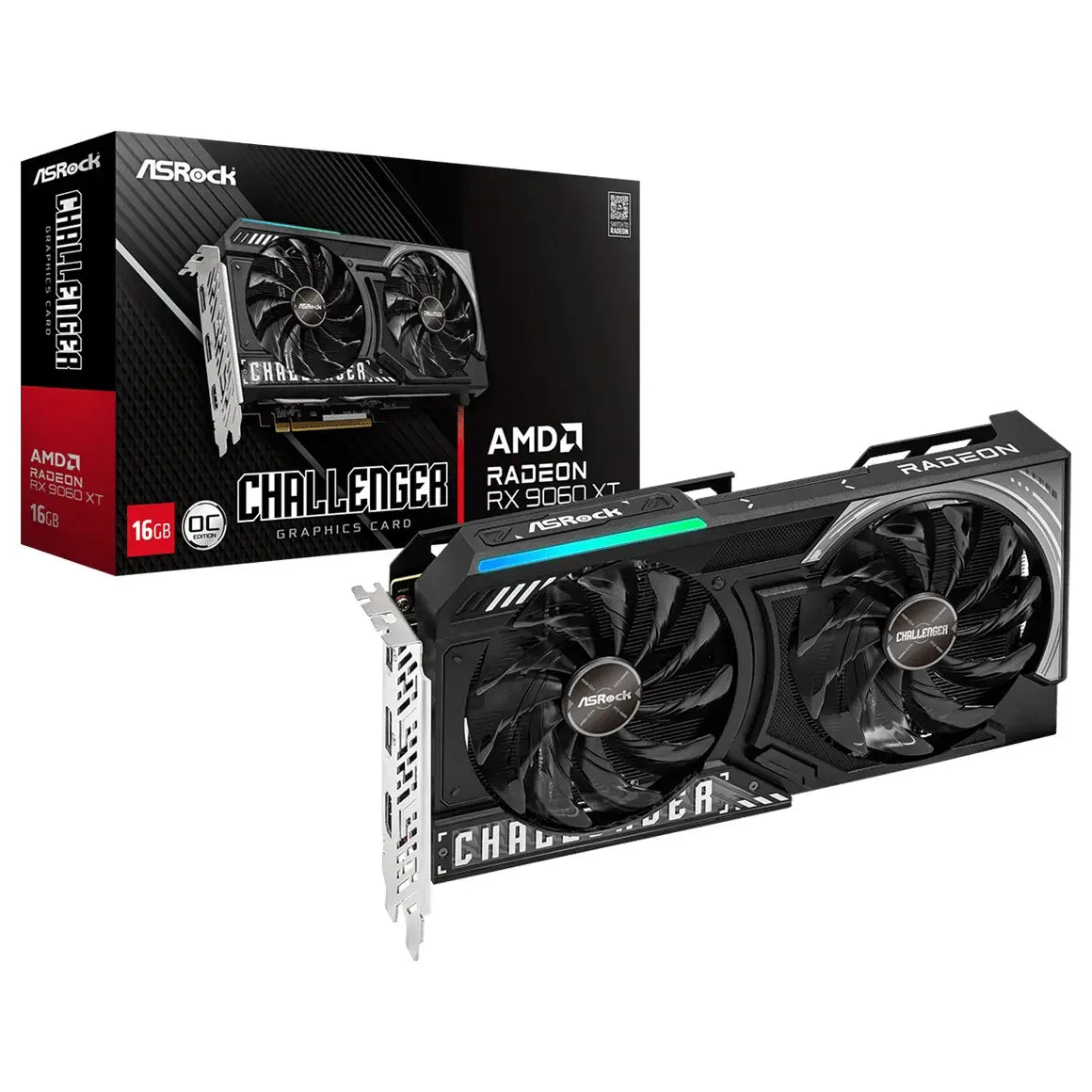 ASRock Radeon RX 9060 XT Challenger 16GB OC Gaming Graphics Card, Up To 3290MHz Boost, 16GB GDDR6 128-Bit, PCI Express 5.0, Black
