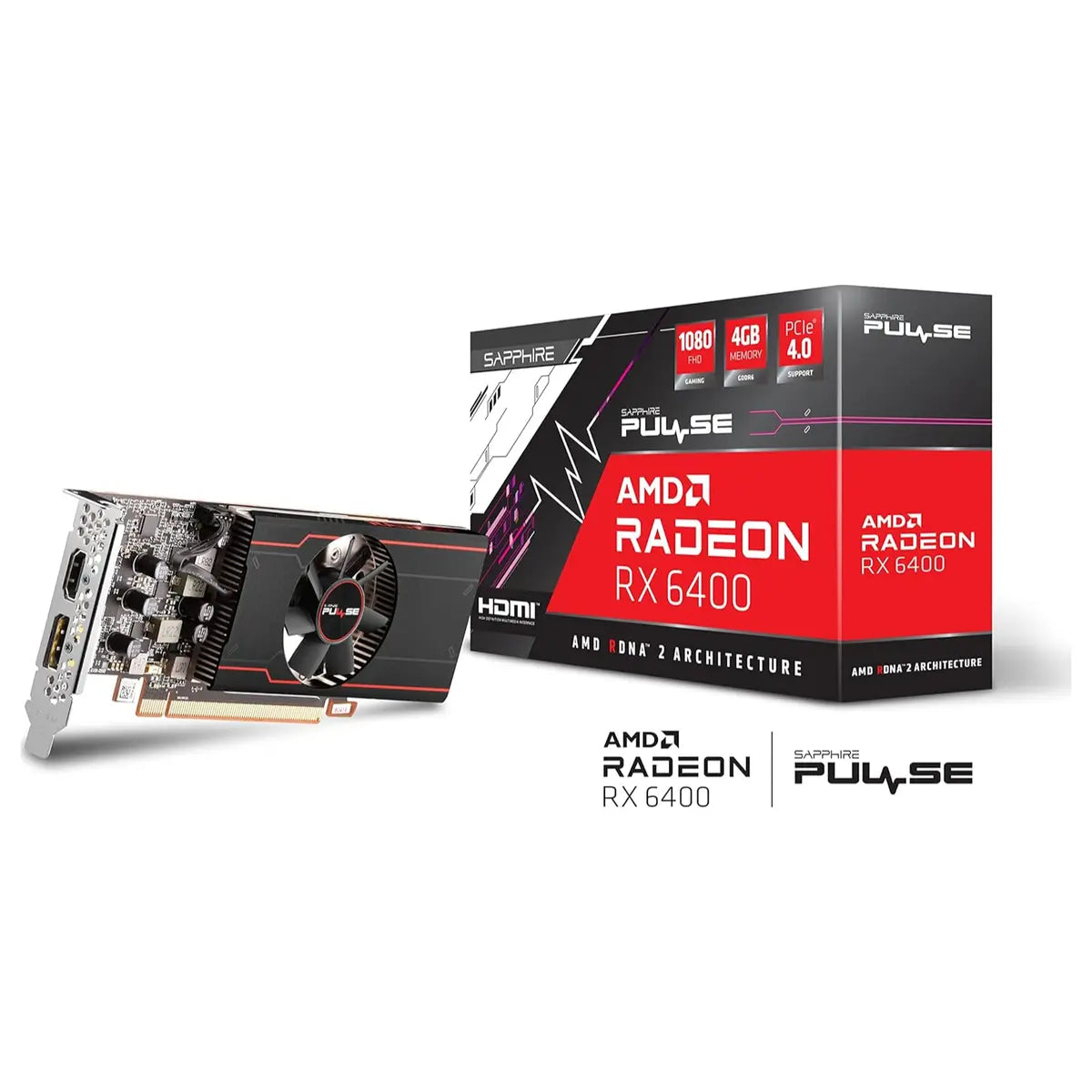 Sapphire PULSE AMD Radeon RX 6400 Video Graphics Card, 4GB GDDR6 64-Bit, PCI-Express 4.0x4, 11315-01-20G
