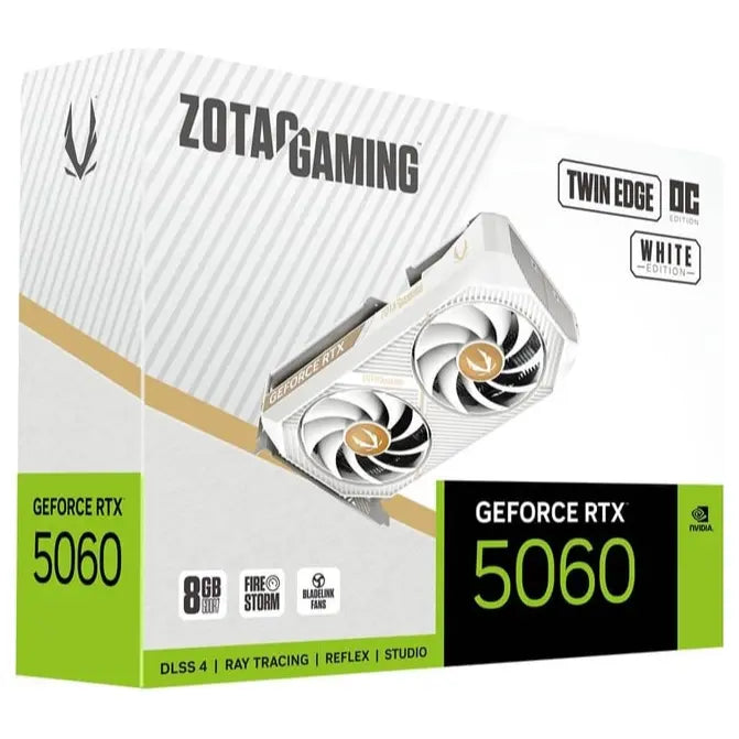 ZOTAC GAMING GeForce RTX 5060 Twin Edge OC White Edition Video Graphics Card, 8GB GDDR7, PCI Express 5.0 x8, ZT-B50600Q-10M, White