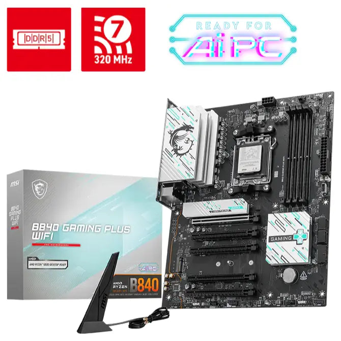 MSI B840 GAMING PLUS WIFI Motherboard, Wi-Fi 7, 2.5G LAN