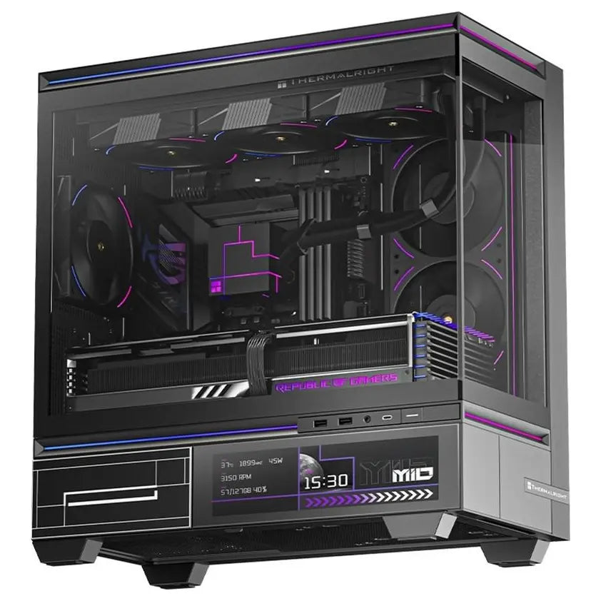 Thermalright TL-M10 VISION Mid Tower Case, 9.16' LCD Display, 4x ARGB Fans, Black