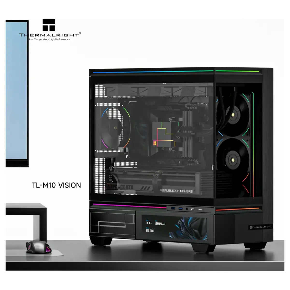 Thermalright TL-M10 VISION Mid Tower Case, 9.16' LCD Display, 4x ARGB Fans, Black