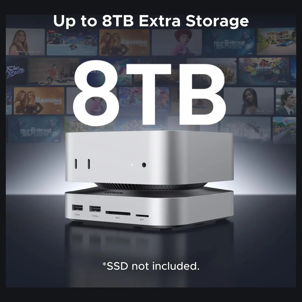 UGREEN Mac Mini M4 Dock With 4K 144Hz Display Port and SSD Enclosure, 8TB, 10Gbps, 4K 240Hz DP, USB-A and USB-C, SD and TF, Audio, 65488