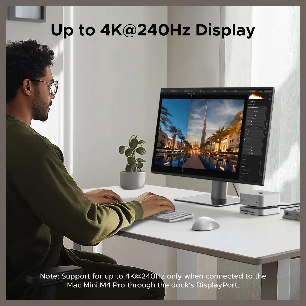 UGREEN Mac Mini M4 Dock With 4K 144Hz Display Port and SSD Enclosure, 8TB, 10Gbps, 4K 240Hz DP, USB-A and USB-C, SD and TF, Audio, 65488