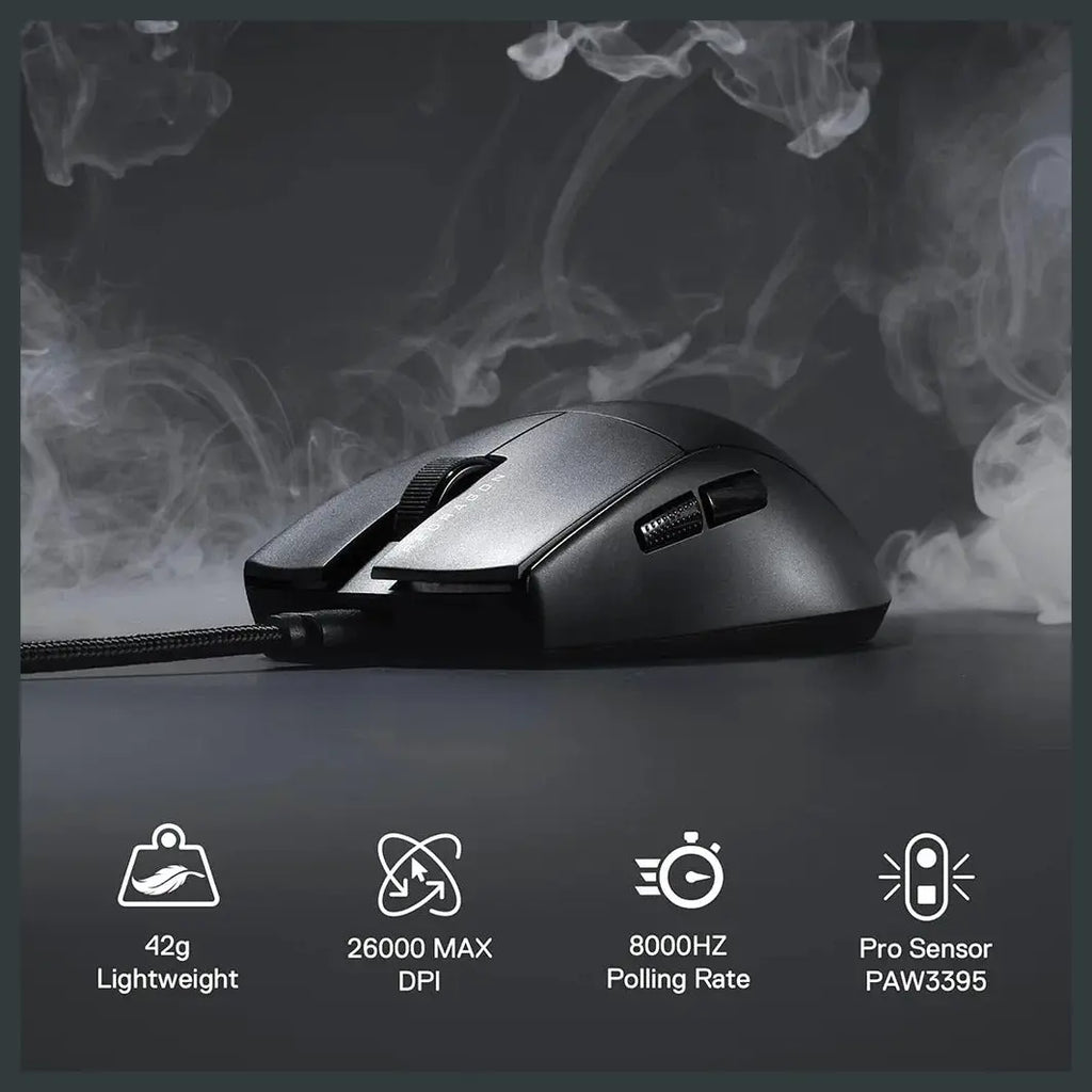 Redragon M996 K1NG Wired Gaming Mouse, 8000Hz, 26000 DPI, 5 Programmable Buttons, Dynamic RGB Lighting