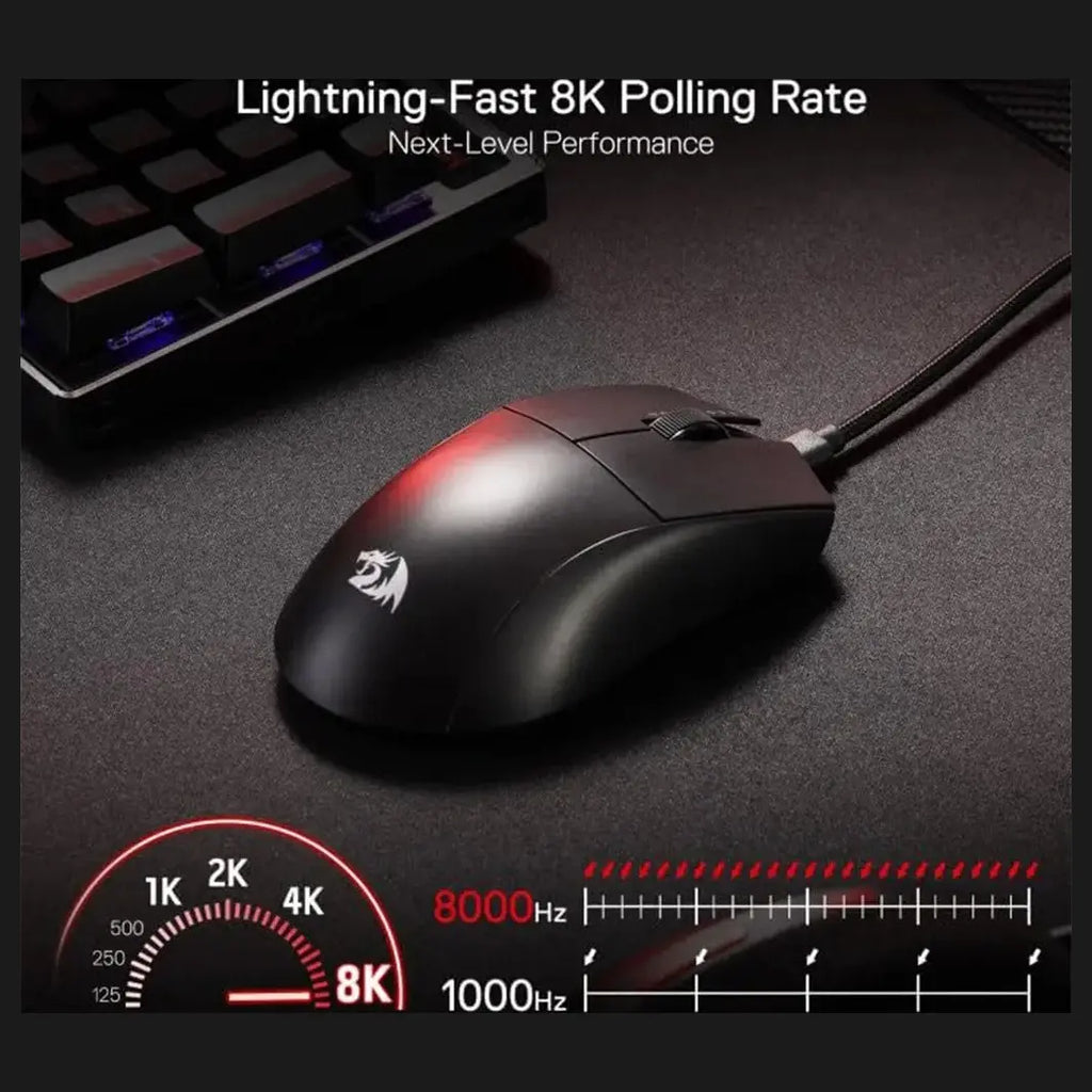 Redragon M996 K1NG Wired Gaming Mouse, 8000Hz, 26000 DPI, 5 Programmable Buttons, Dynamic RGB Lighting