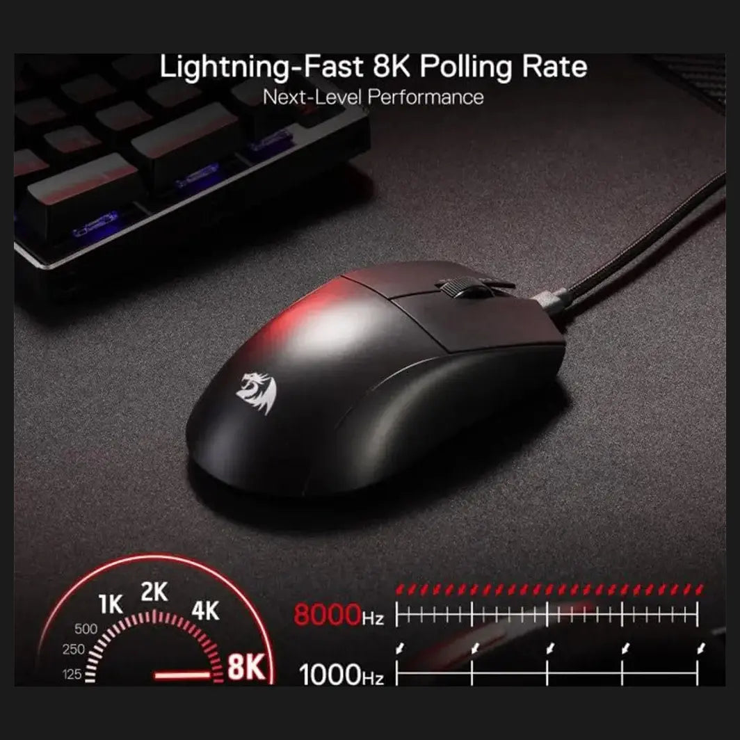 Redragon M996 K1NG Wired Gaming Mouse, 8000Hz, 26000 DPI, 5 Programmable Buttons, Dynamic RGB Lighting