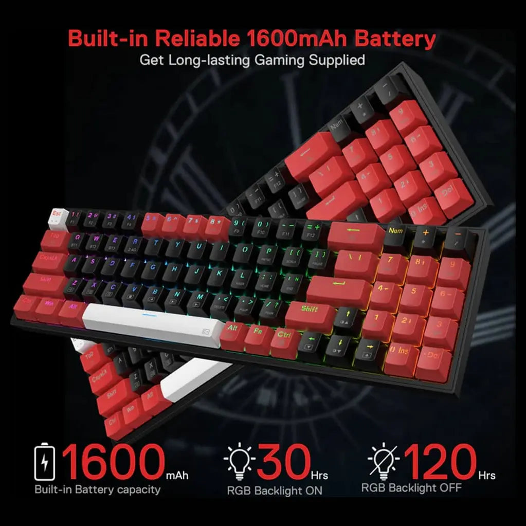 Redragon Pollux Pro K628 RGB Mechanical Keyboard 75% Tri-Mode Wireless USB-C BT 3.0/5.0 2.4GHz Linear Red Switches Hot-Swappable