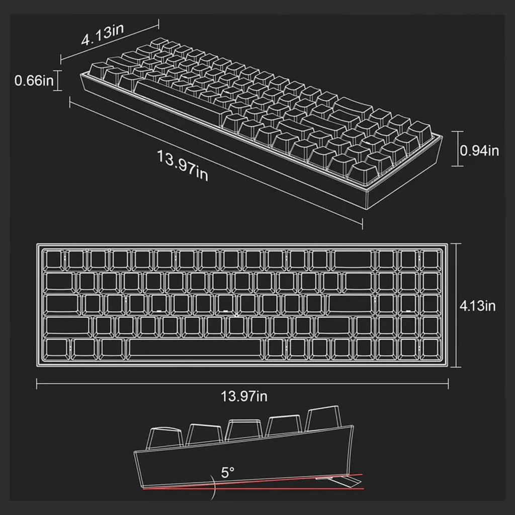 Redragon Pollux Pro K628 RGB Mechanical Keyboard 75% Tri-Mode Wireless USB-C BT 3.0/5.0 2.4GHz Linear Red Switches Hot-Swappable