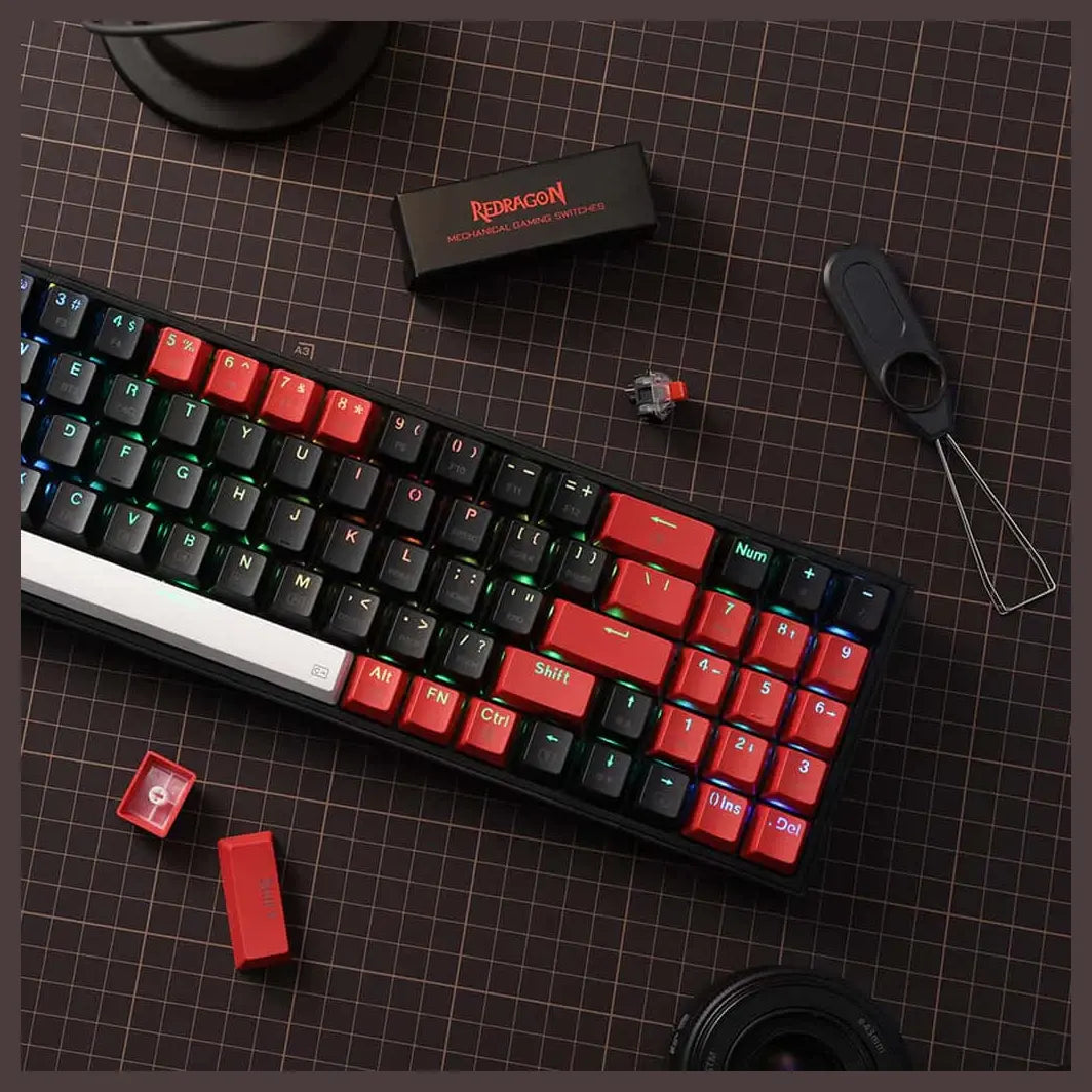 Redragon Pollux Pro K628 RGB Mechanical Keyboard 75% Tri-Mode Wireless USB-C BT 3.0/5.0 2.4GHz Linear Red Switches Hot-Swappable