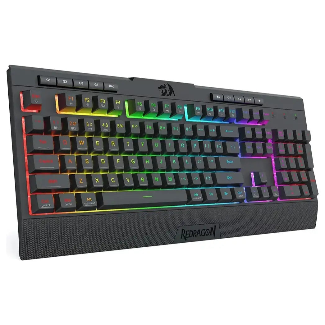 Redragon K525 Shiva PRO Wireless Gaming Keyboard, Tri-Mode USB-C Wired Bluetooth 3.0/5.0 and 2.4Ghz, RGB, 4 Macro Keys, Black