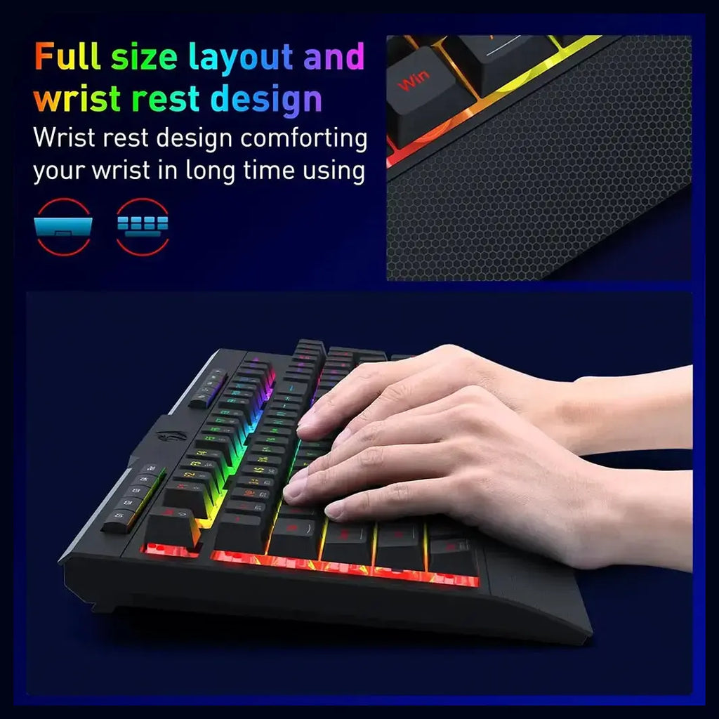 Redragon K525 Shiva PRO Wireless Gaming Keyboard, Tri-Mode USB-C Wired Bluetooth 3.0/5.0 and 2.4Ghz, RGB, 4 Macro Keys, Black