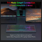 Redragon K525 Shiva PRO Wireless Gaming Keyboard, Tri-Mode USB-C Wired Bluetooth 3.0/5.0 and 2.4Ghz, RGB, 4 Macro Keys, Black