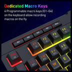 Redragon K525 Shiva PRO Wireless Gaming Keyboard, Tri-Mode USB-C Wired Bluetooth 3.0/5.0 and 2.4Ghz, RGB, 4 Macro Keys, Black