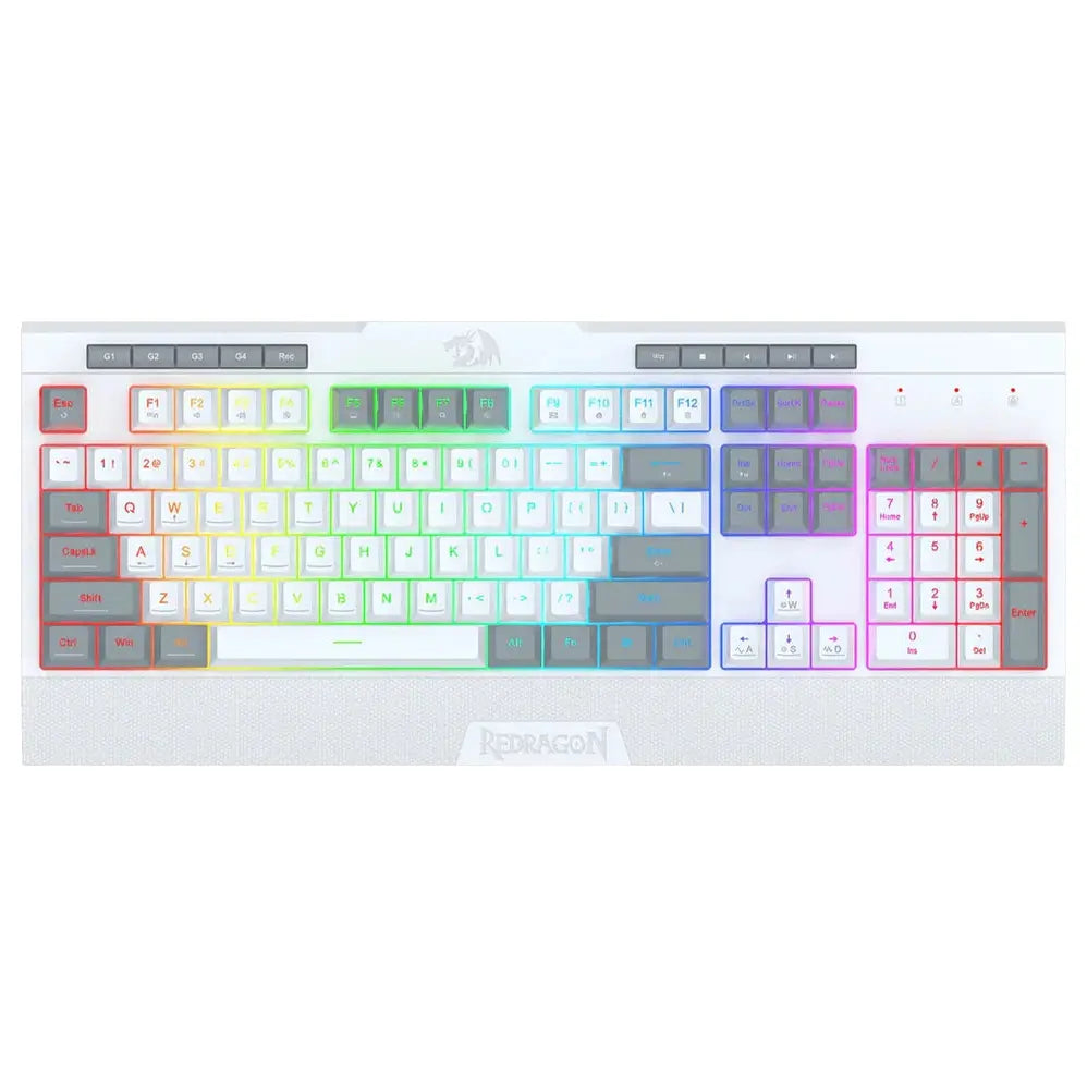 Redragon K525 Shiva Lite WG Membrane Gaming Keyboard, Type-C Wired, Full RGB, 4 Macro Keys, White