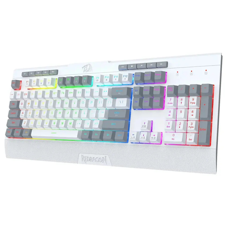 Redragon K525 Shiva Lite WG Membrane Gaming Keyboard, Type-C Wired, Full RGB, 4 Macro Keys, White