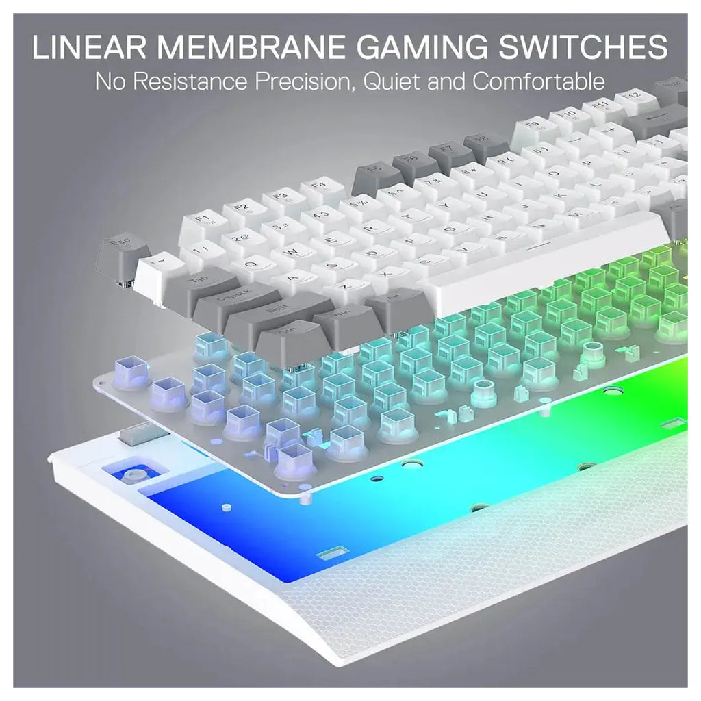 Redragon K525 Shiva Lite WG Membrane Gaming Keyboard, Type-C Wired, Full RGB, 4 Macro Keys, White