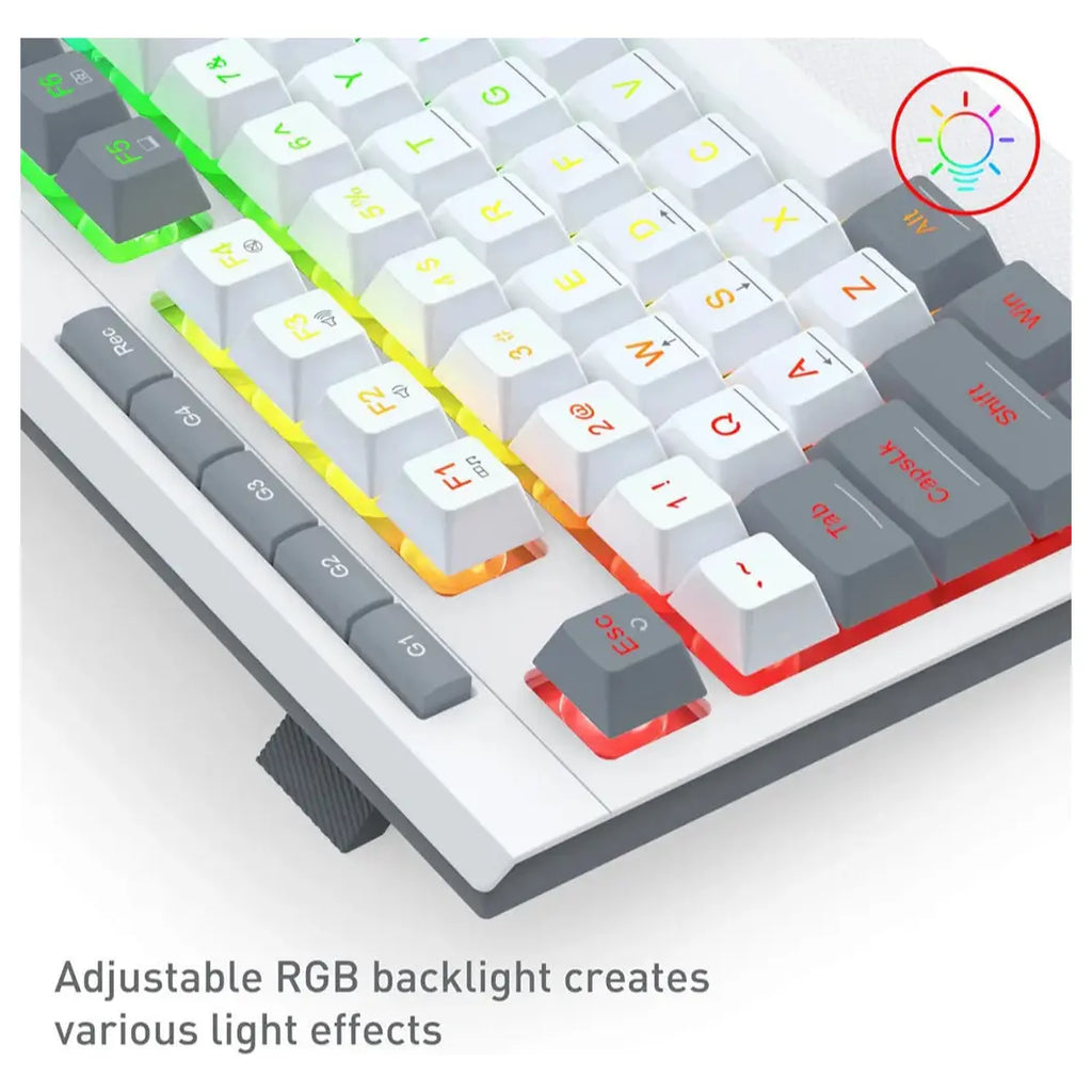 Redragon K525 Shiva Lite WG Membrane Gaming Keyboard, Type-C Wired, Full RGB, 4 Macro Keys, White