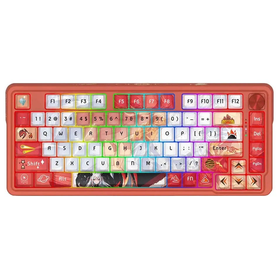 Redragon K673 Ucal Pro 75% Wireless Gaming Keyboard, 3-Mode USB-C BT3.0/5.0 2.4GHz, RGB, Hot-Swap, 4000mAh, Anime Style PBT Keycaps
