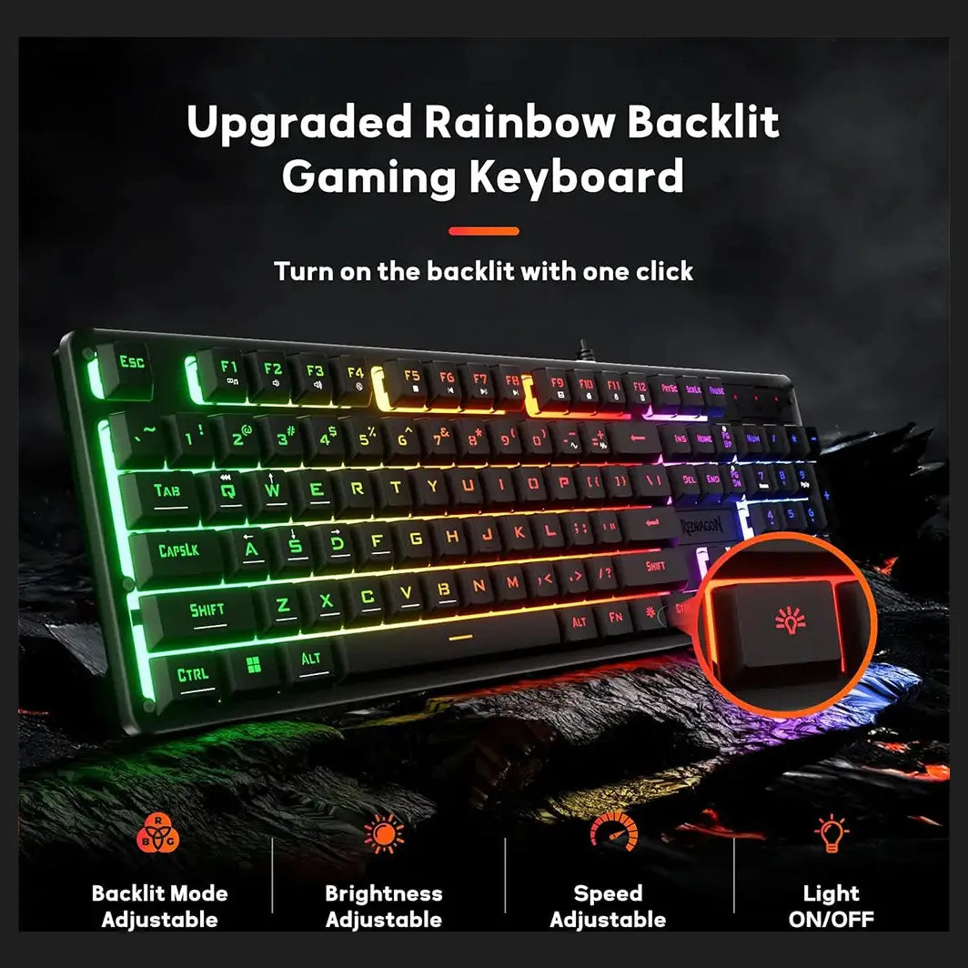 Redragon NETHERBANE K521 Full Size RGB Wired Membrane Keyboard USB Type-C Black
