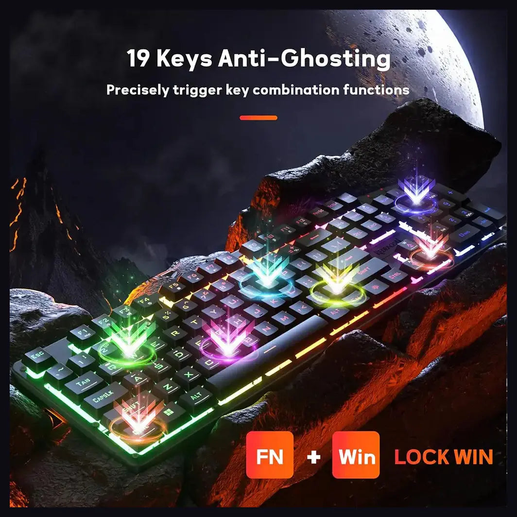 Redragon NETHERBANE K521 Full Size RGB Wired Membrane Keyboard USB Type-C Black