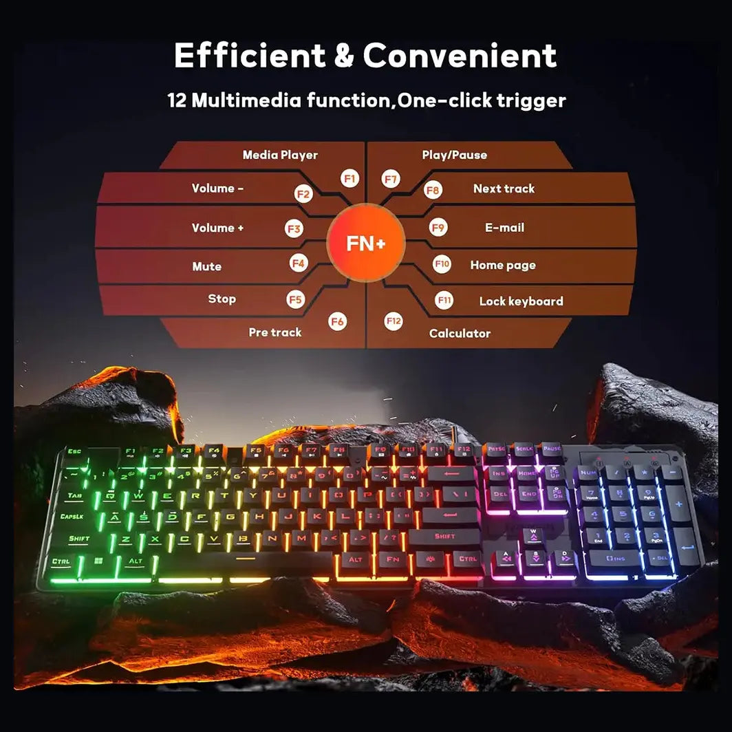 Redragon NETHERBANE K521 Full Size RGB Wired Membrane Keyboard USB Type-C Black