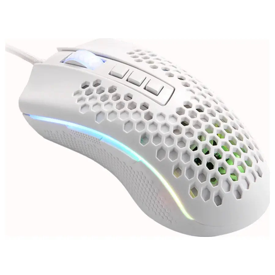 Redragon M808W Storm RGB Honeycomb Ultralight Gaming Mouse, 12400 DPI, 7 Programmable Buttons, White