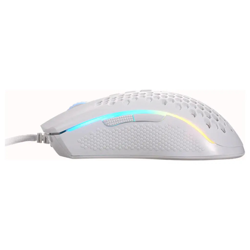 Redragon M808W Storm RGB Honeycomb Ultralight Gaming Mouse, 12400 DPI, 7 Programmable Buttons, White