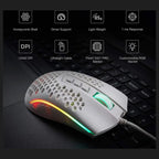 Redragon M808W Storm RGB Honeycomb Ultralight Gaming Mouse, 12400 DPI, 7 Programmable Buttons, White