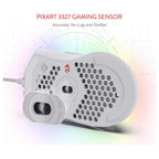 Redragon M808W Storm RGB Honeycomb Ultralight Gaming Mouse, 12400 DPI, 7 Programmable Buttons, White