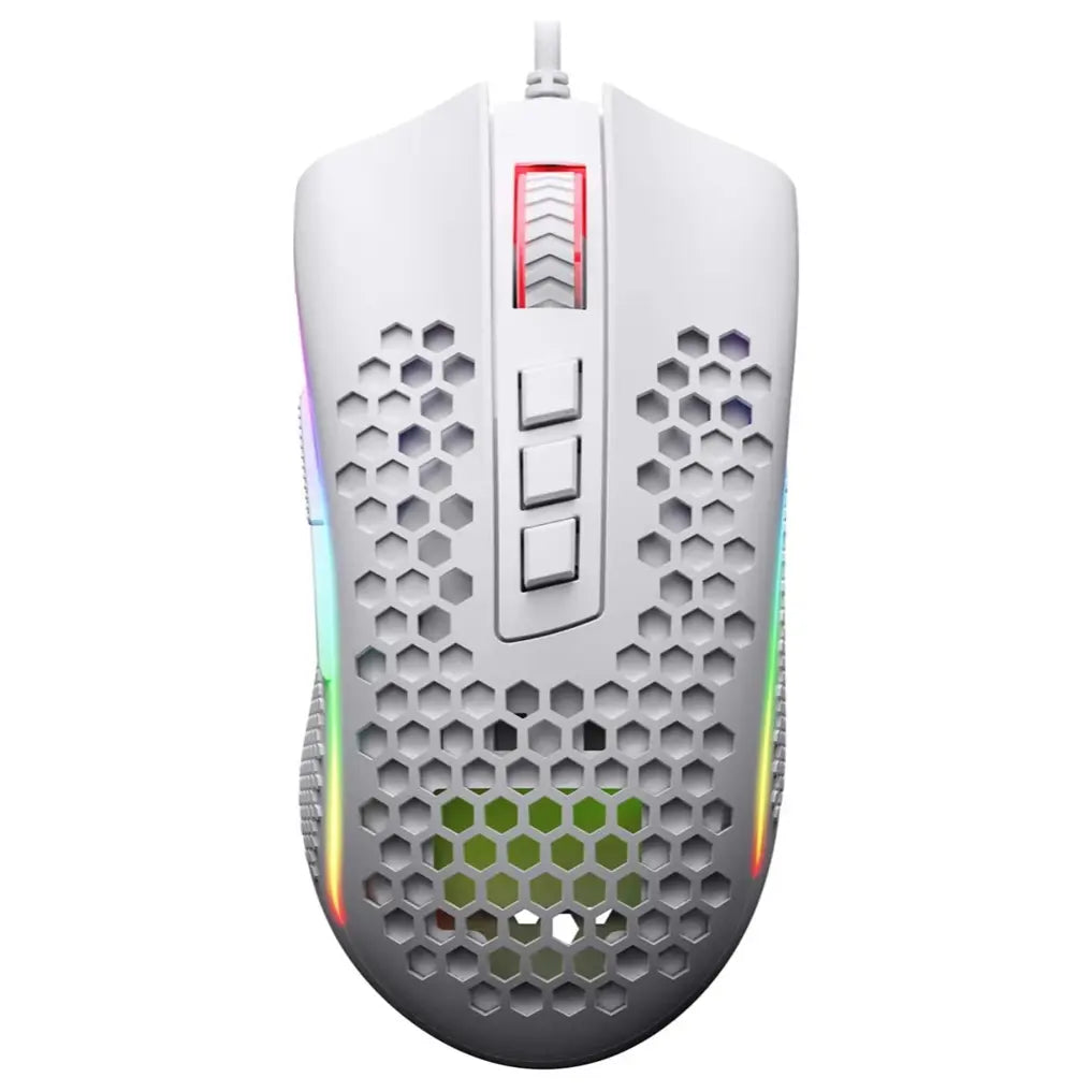 Redragon M808W Storm RGB Honeycomb Ultralight Gaming Mouse, 12400 DPI, 7 Programmable Buttons, White