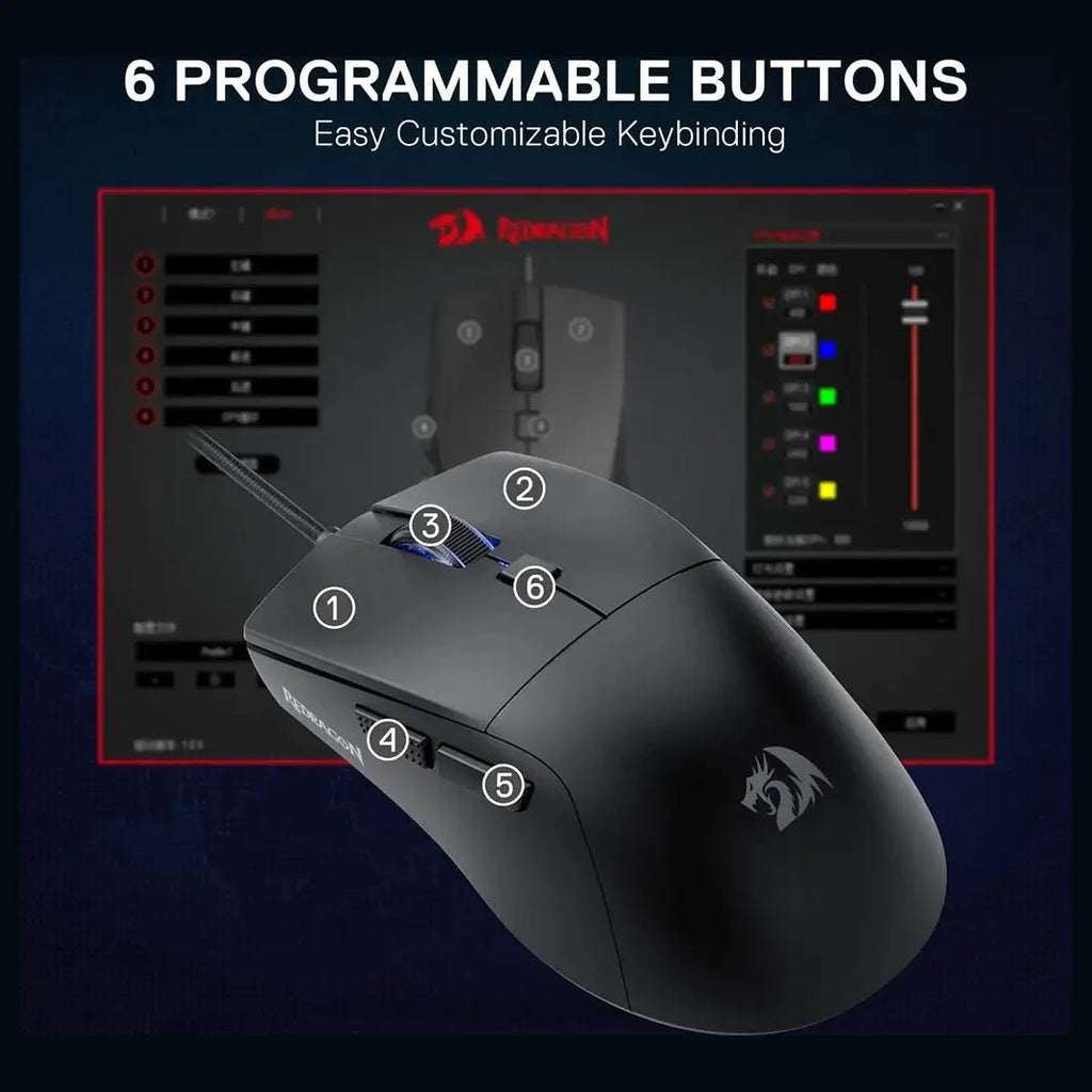Redragon Azzmach Lite M618 Wireless Gaming Mouse 10K DPI 1K Polling Rate 70g Black