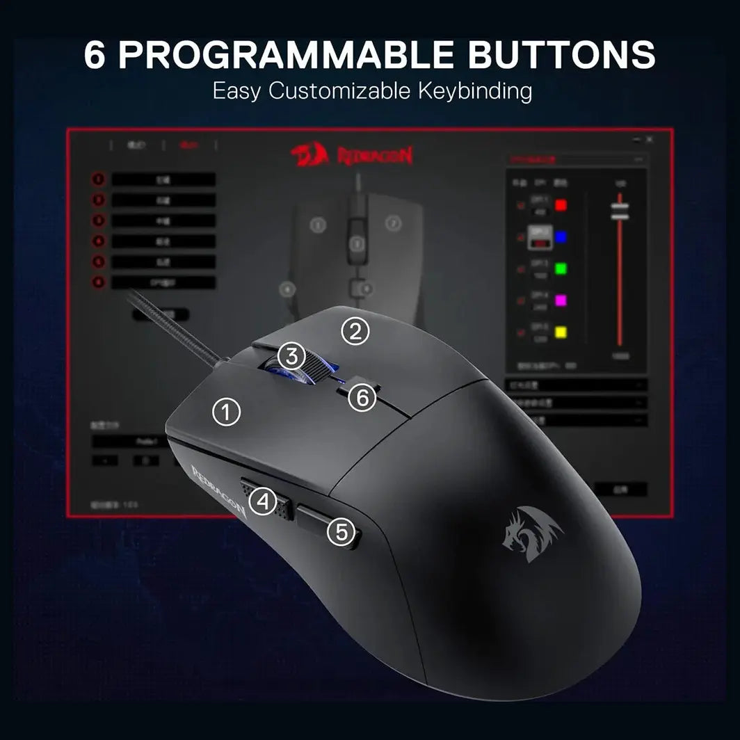 Redragon Azzmach Lite M618 Wireless Gaming Mouse 10K DPI 1K Polling Rate 70g Black