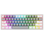 Redragon K616-RGB Fizz Pro Mechanical Keyboard, Tri-Mode USB-C Bluetooth 5.0 2.4GHz, Red Switches, Grey and White